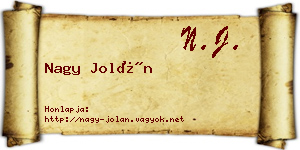 Nagy Jolán névjegykártya